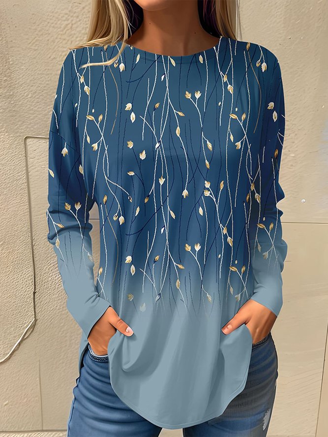 Casual Floral Crew Neck T-Shirt