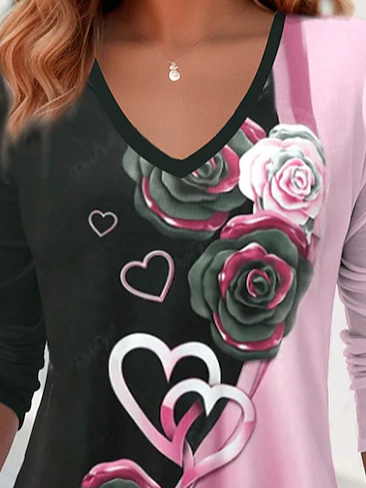 Casual Heart/Cordate Loose T-Shirt