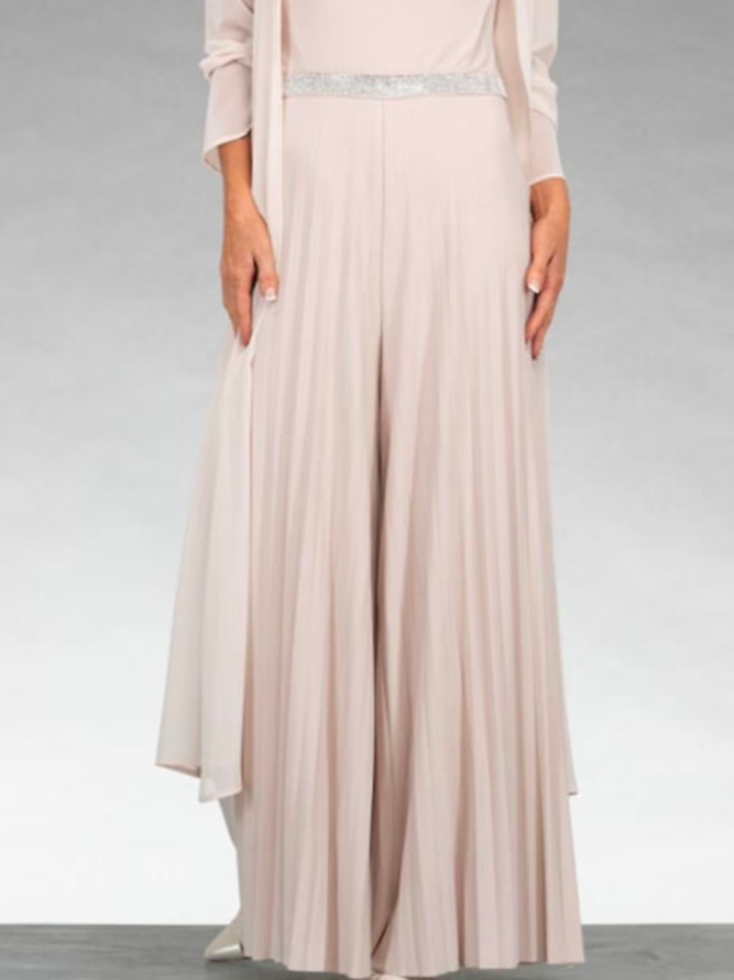 Plain Strapless Chiffon Elegant Two-Piece Set
