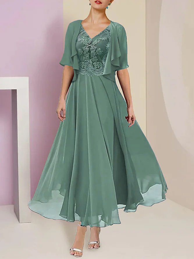 Lace Plain Regular Fit Elegant Two-Piece Set