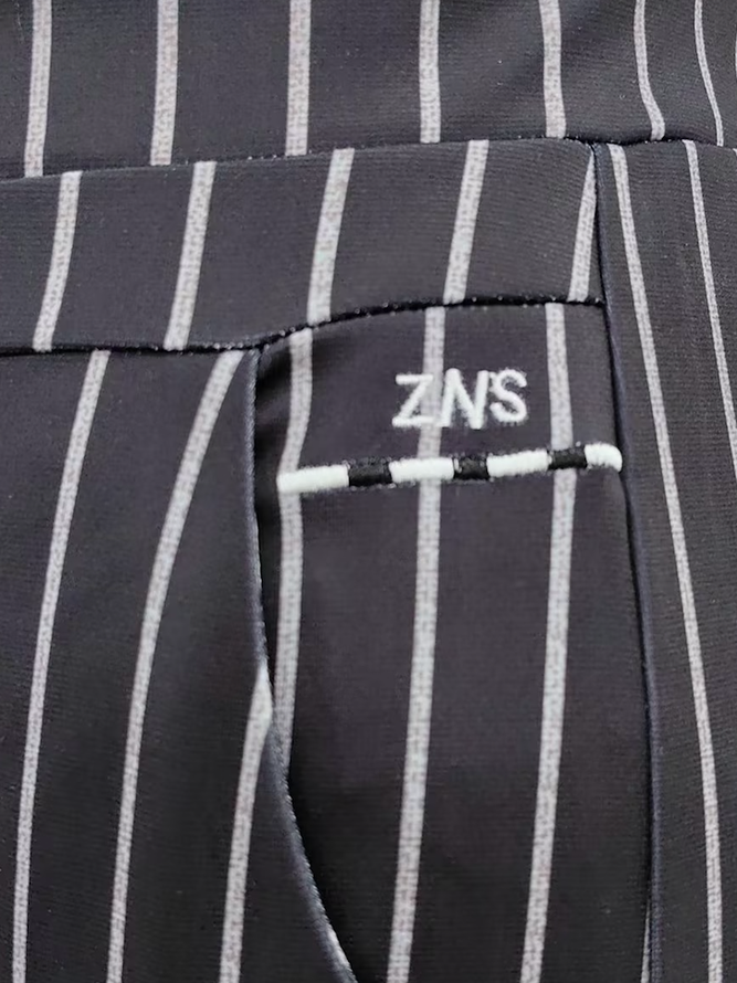 Striped Pockets Casual Pants