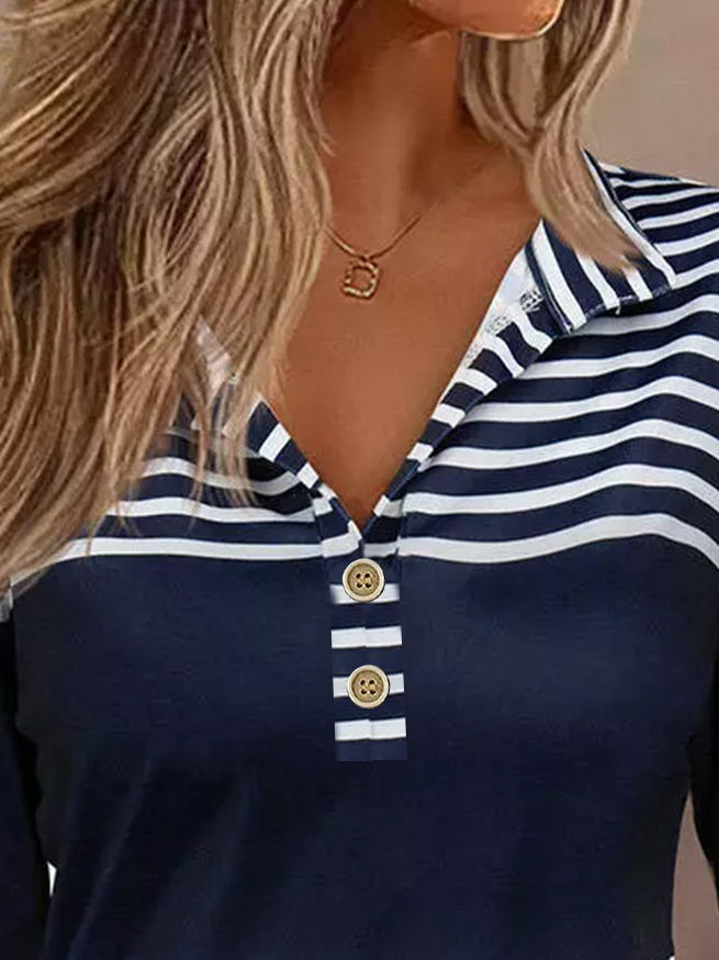Buttoned Shawl Collar Loose Casual Shirt