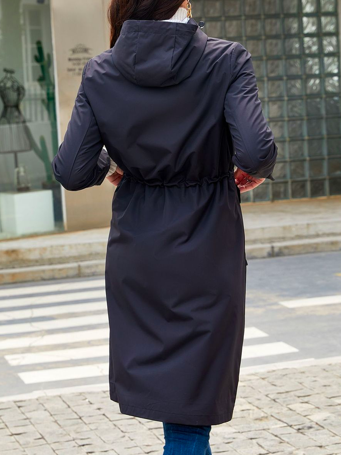 Hoodie Loose Plain Casual Trench Coat