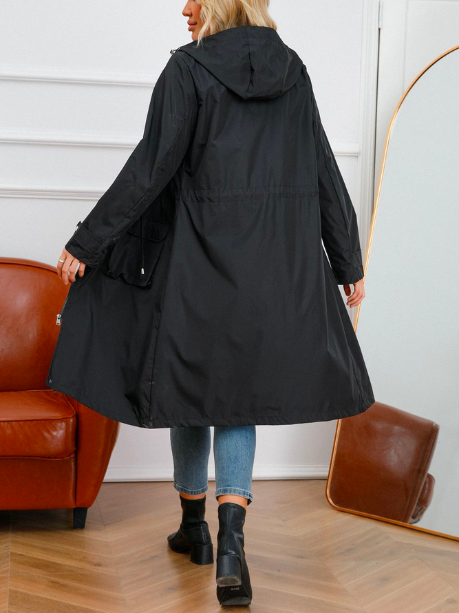 Hoodie Loose Plain Casual Trench Coat