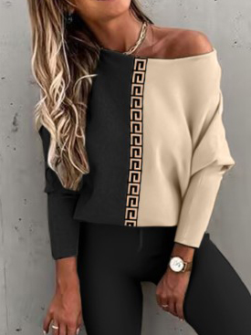 Casual Color Block Knitted Loose Two-Piece Set
