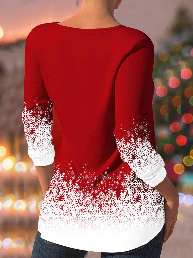 Casual Christmas V Neck Loose T-Shirt