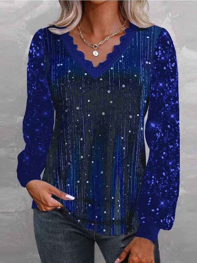 Christmas Casual Split Joint Loose Shirt