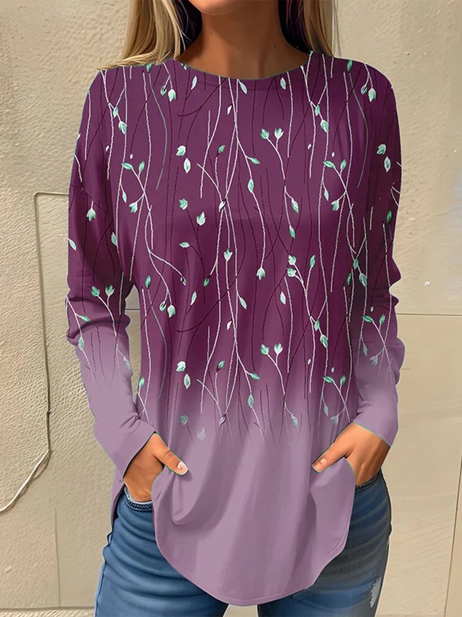 Casual Floral Crew Neck T-Shirt