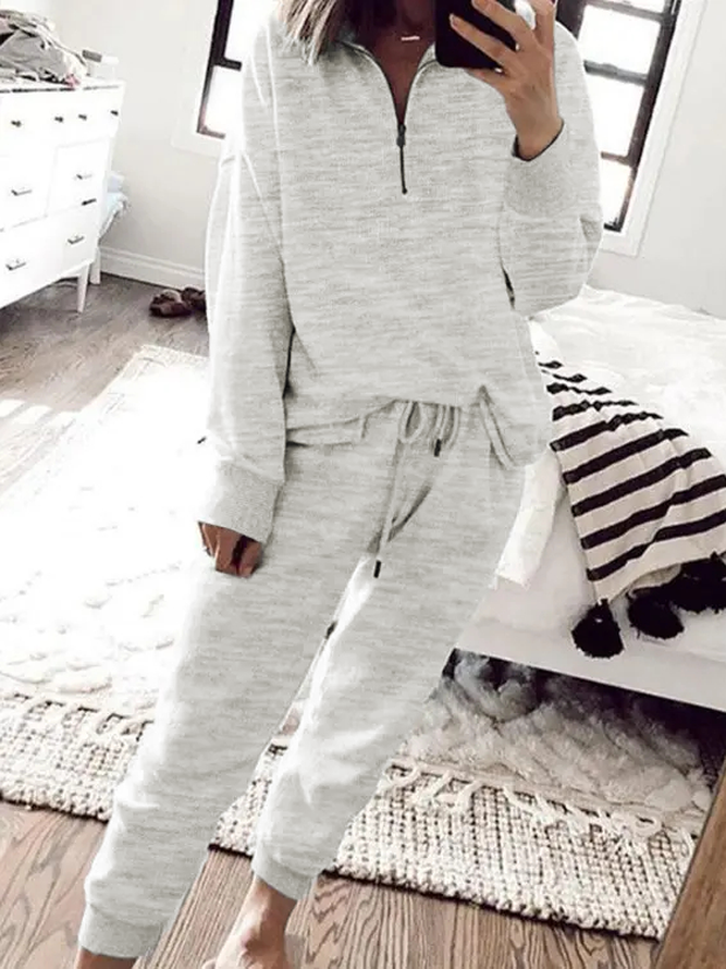 Casual Crew Neck Two-Piece Set