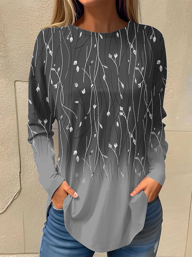 Casual Floral Crew Neck T-Shirt