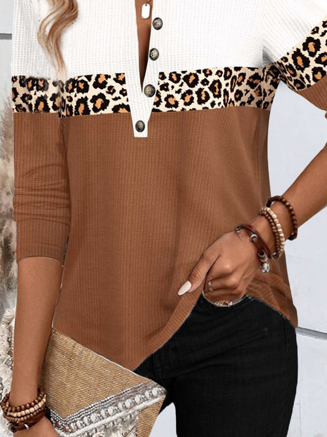 Loose Casual Leopard Crew Neck T-Shirt