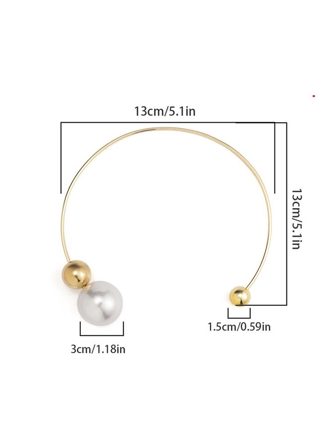 Side view of Women Geometric All Season Elegant Beaded Wedding Metal Choker Necklaces