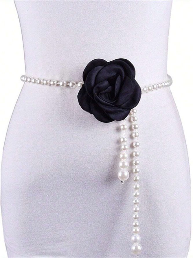 Side view of Women Floral All Season Elegant Wedding Plastic Belts