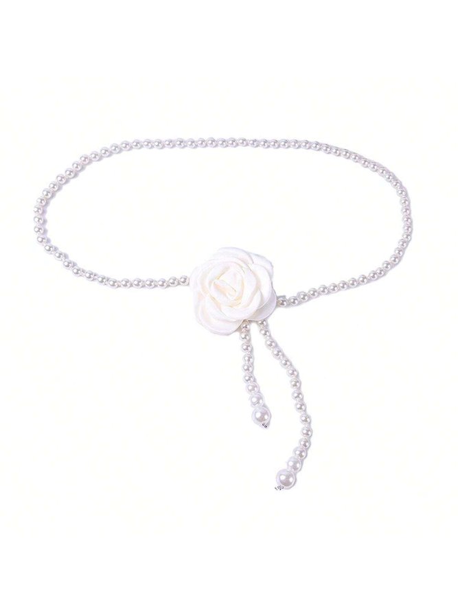 Side view of Women Floral All Season Elegant Wedding Plastic Belts
