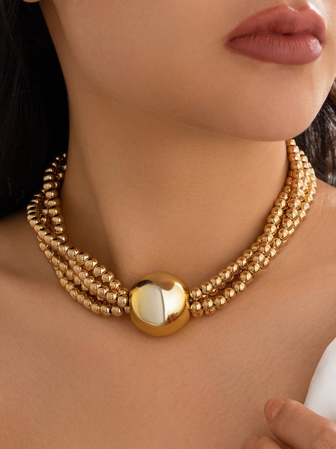 Side view of Women Plain All Season Elegant Party Beading Layer Sets Pearl Necklaces