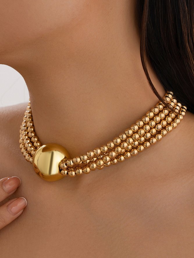 Side view of Women Plain All Season Elegant Party Beading Layer Sets Pearl Necklaces