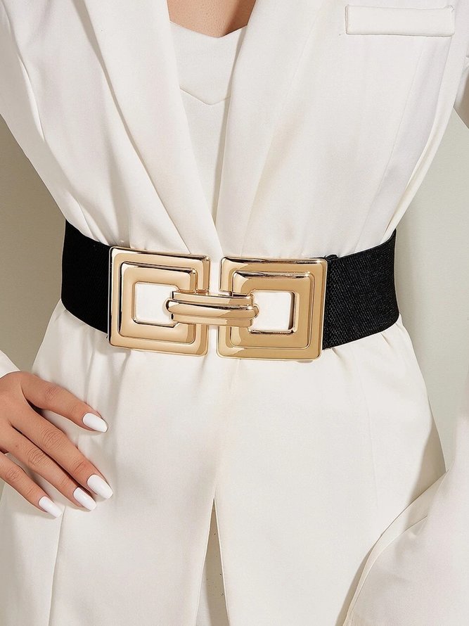 Side view of Women Geometric All Season Urban Metal Daily Metal High-Elastic Belts