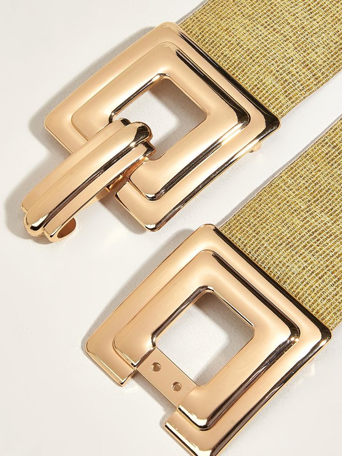 Side view of Women Geometric All Season Urban Metal Daily Metal High-Elastic Belts