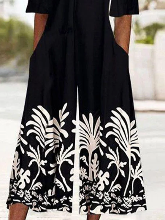 Side view of Women Floral Casual Jumpsuits