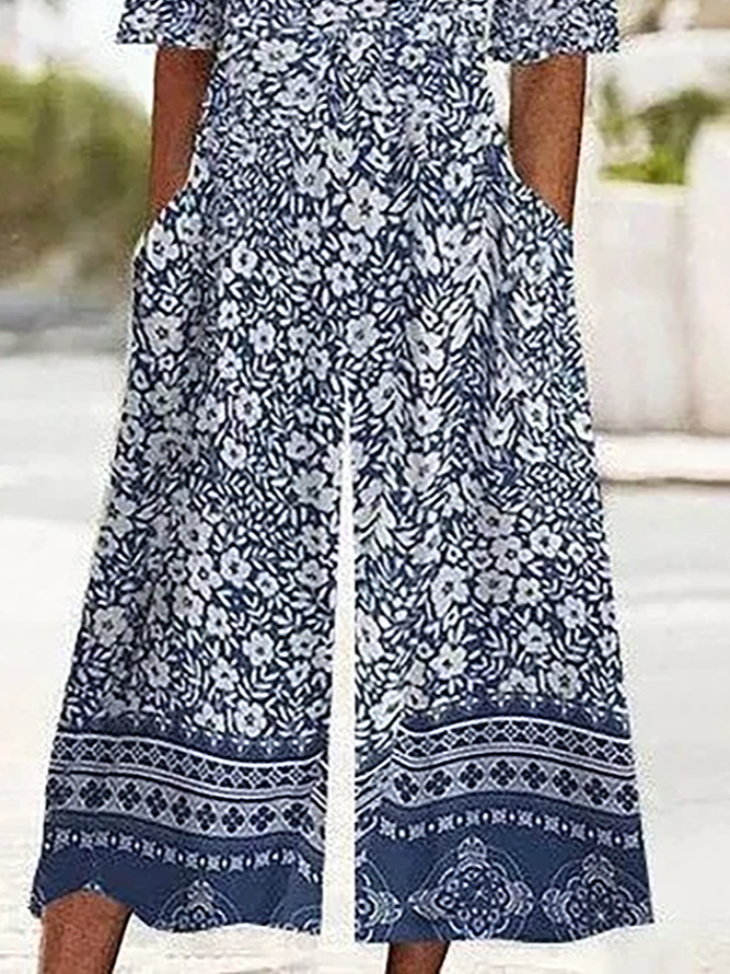 Side view of Women Floral Casual Jumpsuits