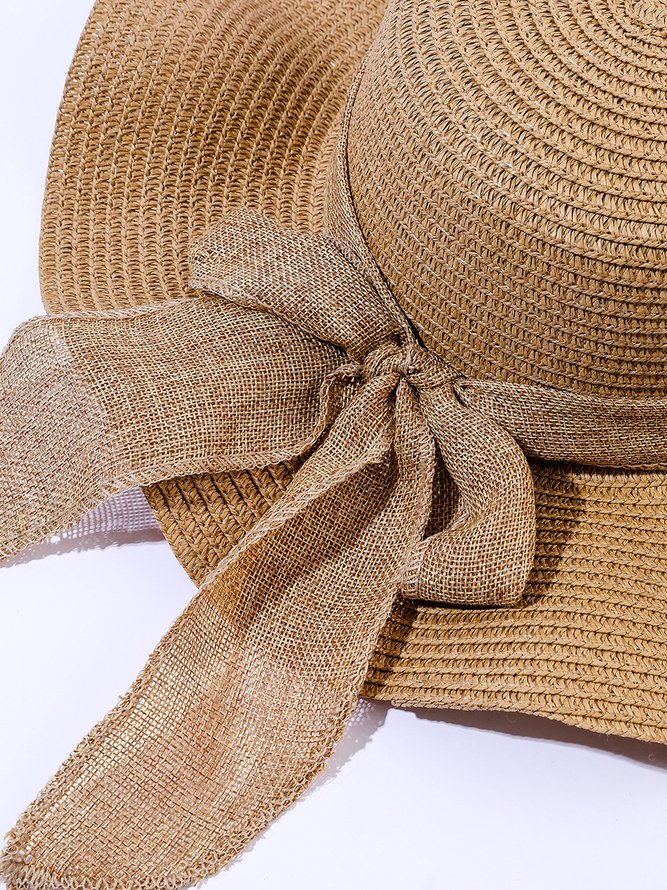 Women Elegant Plain All Season Vacation Straw Visor Regular Hats-image-16738944