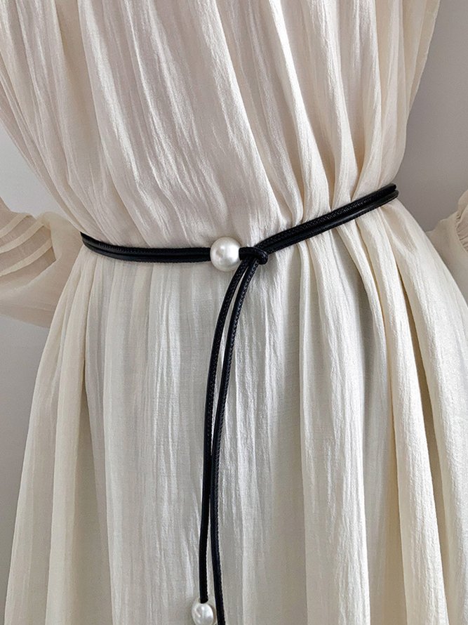 Plain All Season Urban Daily Pearl PU Belts for Women-image-16752436