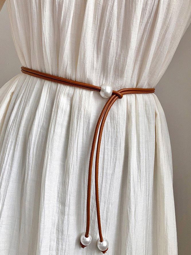 Side view of Plain All Season Urban Daily Pearl PU Belts for Women