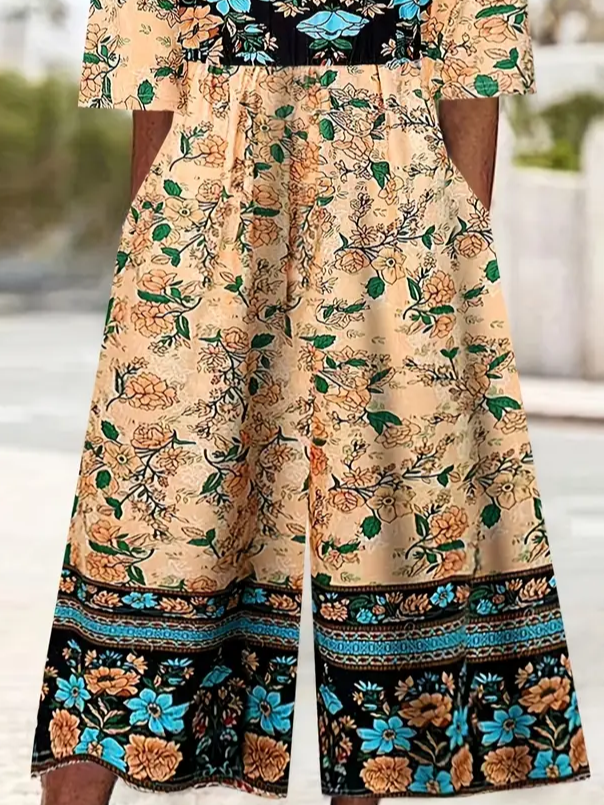 Side view of Women Floral Casual Jumpsuits