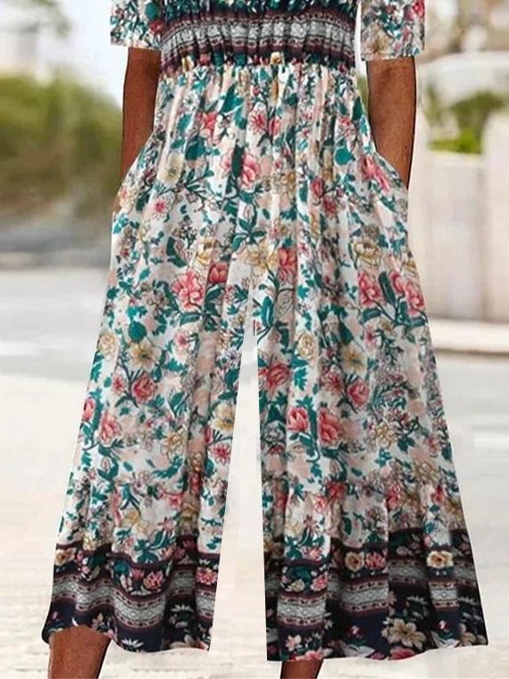 Side view of Women Floral Casual Jumpsuits