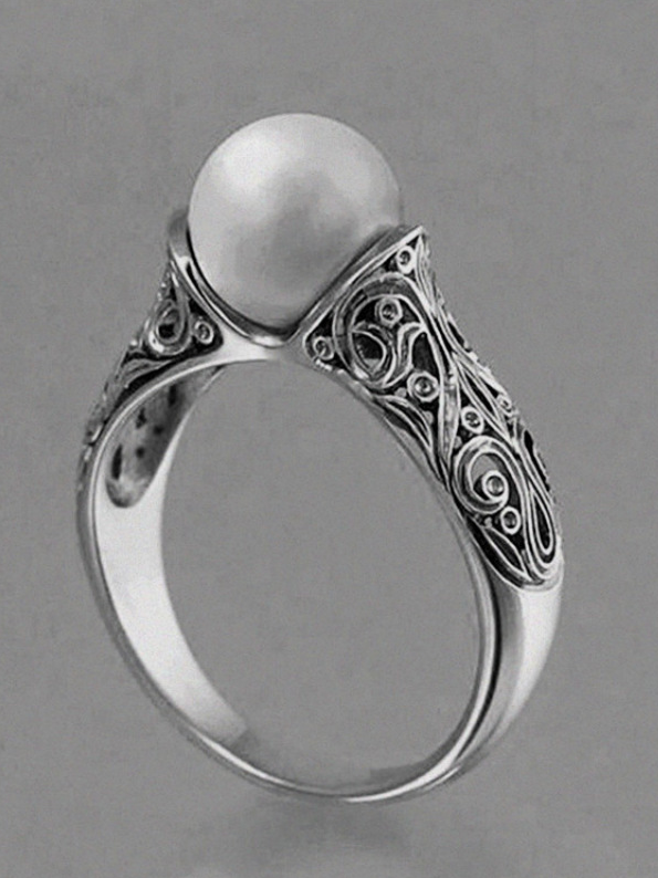 Side view of Women Geometric Ethnic All Season Panel Prom Metal Ring Rings