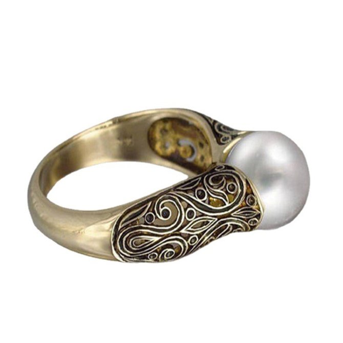 Side view of Women Geometric Ethnic All Season Panel Prom Metal Ring Rings