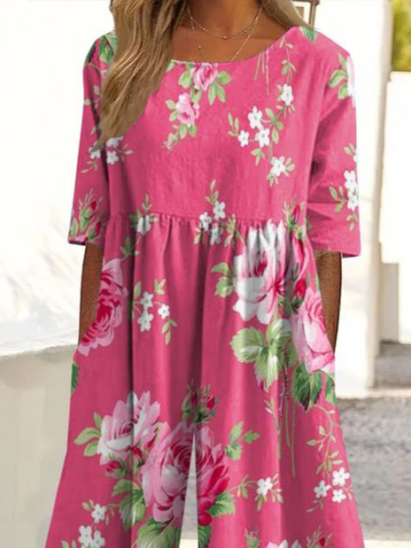 Side view of Women Floral Casual Jumpsuits