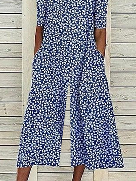 Side view of Women Floral Casual Jumpsuits