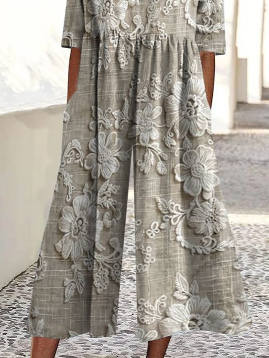 Side view of Women Floral Casual Jumpsuits
