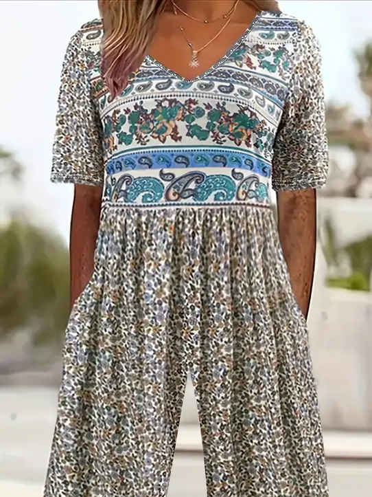 Side view of Women Floral Casual Jumpsuits