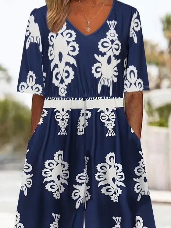 Side view of Women Floral Casual Jumpsuits