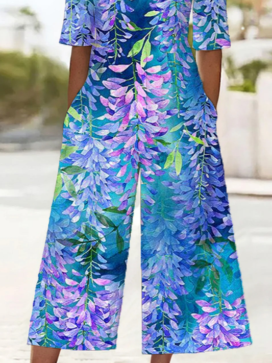 Side view of Women Floral Casual Jumpsuits