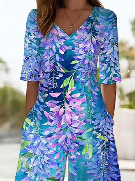 Side view of Women Floral Casual Jumpsuits