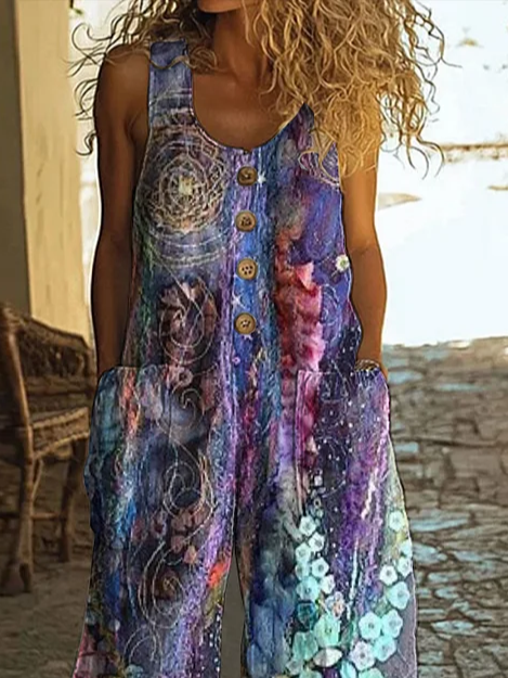 Side view of Women Floral Casual Jumpsuits