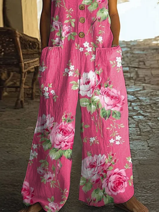 Side view of Women Floral Casual Jumpsuits