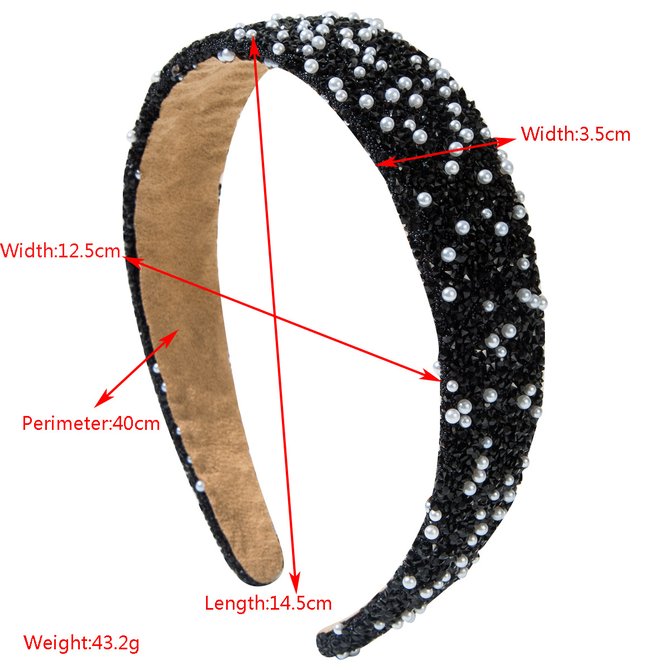 Side view of Women Geometric Elegant All Season Beaded Music Festival Vintage Style Non-Slip Hair Hoop Rhinestone Hair Accessories