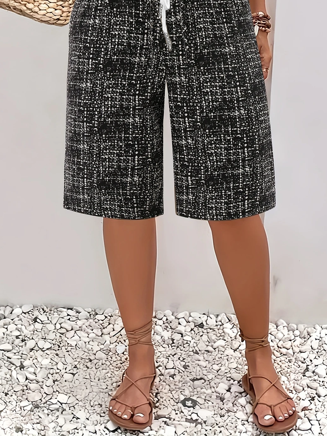 Side view of Women's Abstract Casual Fifth Pants Loose Pants