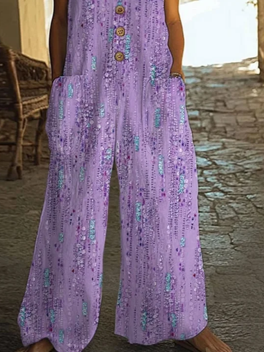 Side view of Women Purple Alzheimer's Awareness Purple Support Alzheimer’s Awareness Casual Jumpsuits