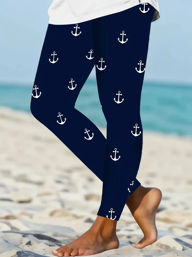 Women's Anchor Casual Long Tight Leggings