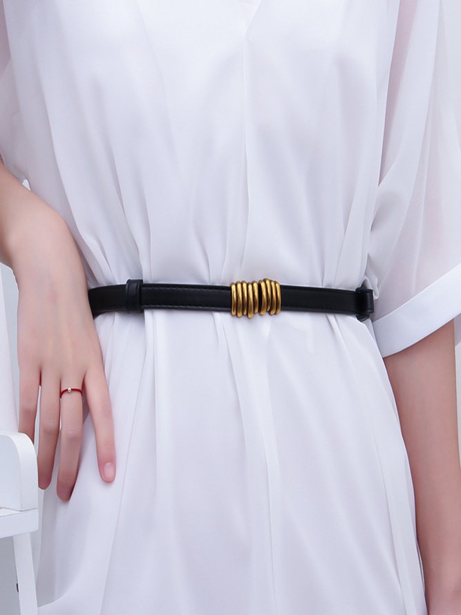 Side view of Street Plain All Season Metal Vacation PU Belts for Women