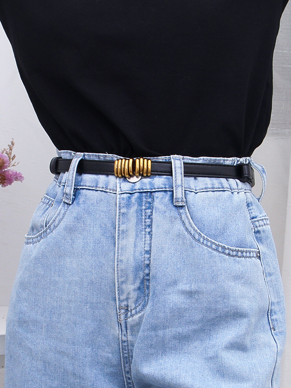 Side view of Street Plain All Season Metal Vacation PU Belts for Women