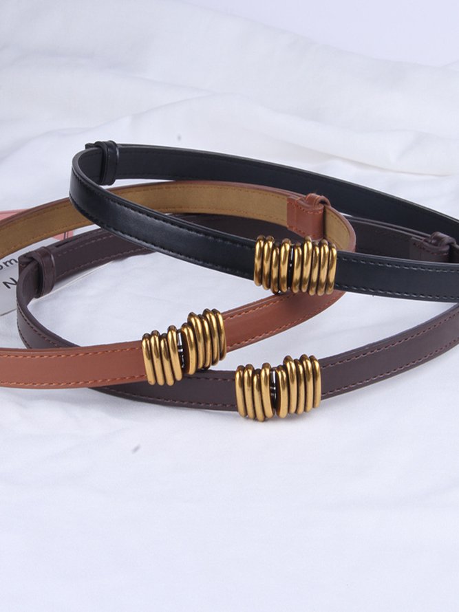 Side view of Street Plain All Season Metal Vacation PU Belts for Women