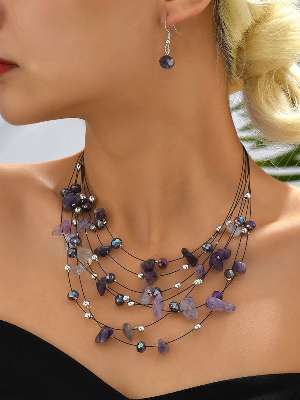 Women Color Block Street All Season Beaded Daily Metal Vintage Style Chain Necklaces Necklaces-image-16855369