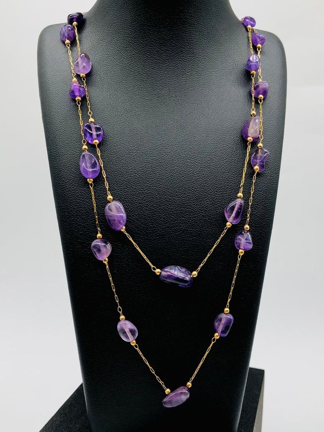 Women Color Block Boho All Season Split Joint Together Crystal Crystal Vintage Style Chain Necklaces Necklaces-image-16857303