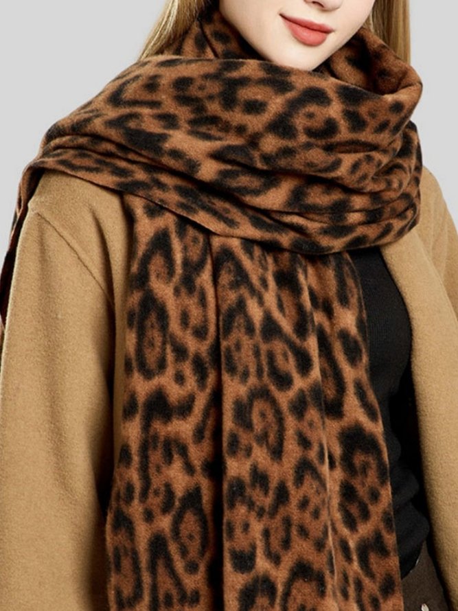 Women Vintage All Season Leopard Polyester Printing Heavyweight Vacation Scarf Scarf-image-16931642